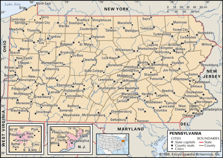 Show Pennsylvania On Map of USA