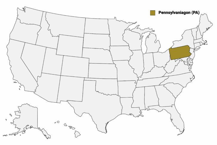 Pennsylvania On the Map of USA