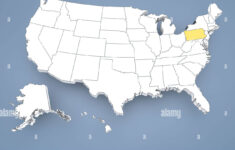 Pennsylvania, Pa, Highlighted On A Contour Map Of Usa, United for Map of USA with Pennsylvania Highlighted