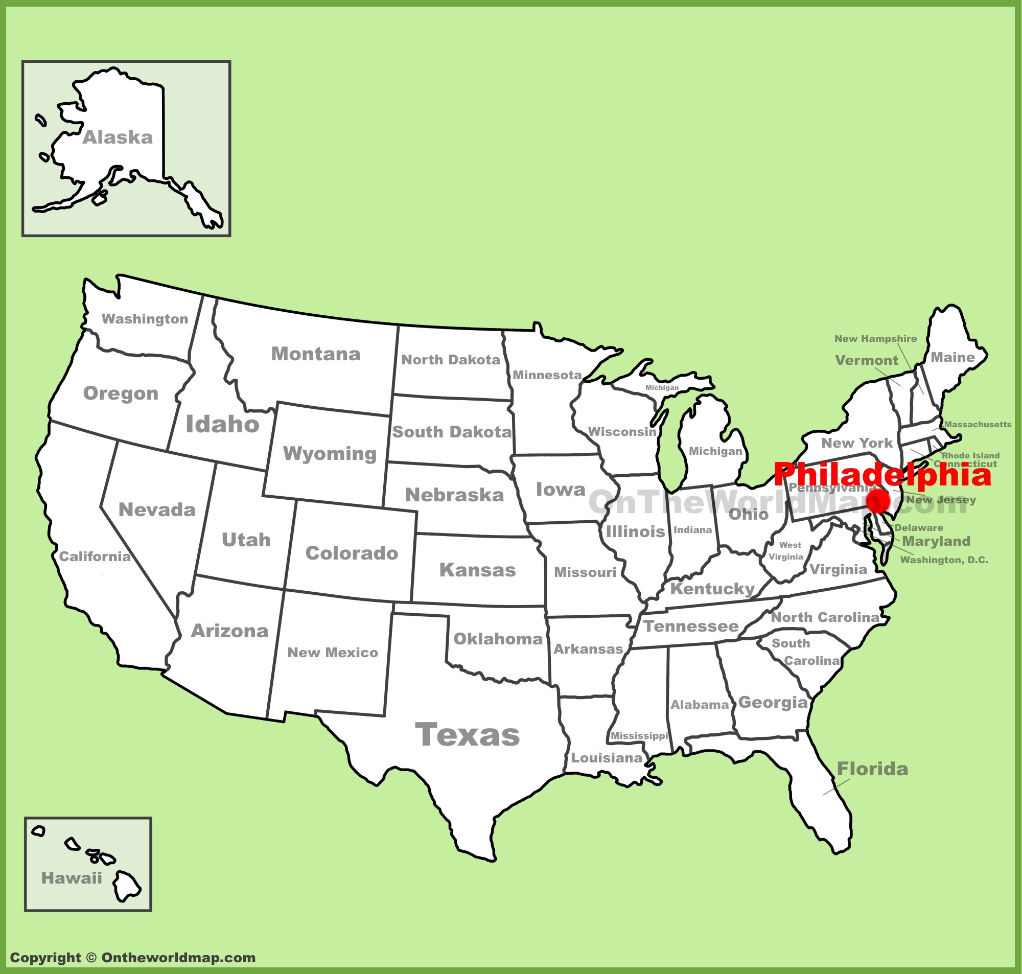 Philadelphia Location On The U.s. Map - Ontheworldmap inside Location of Philadelphia In USA Map