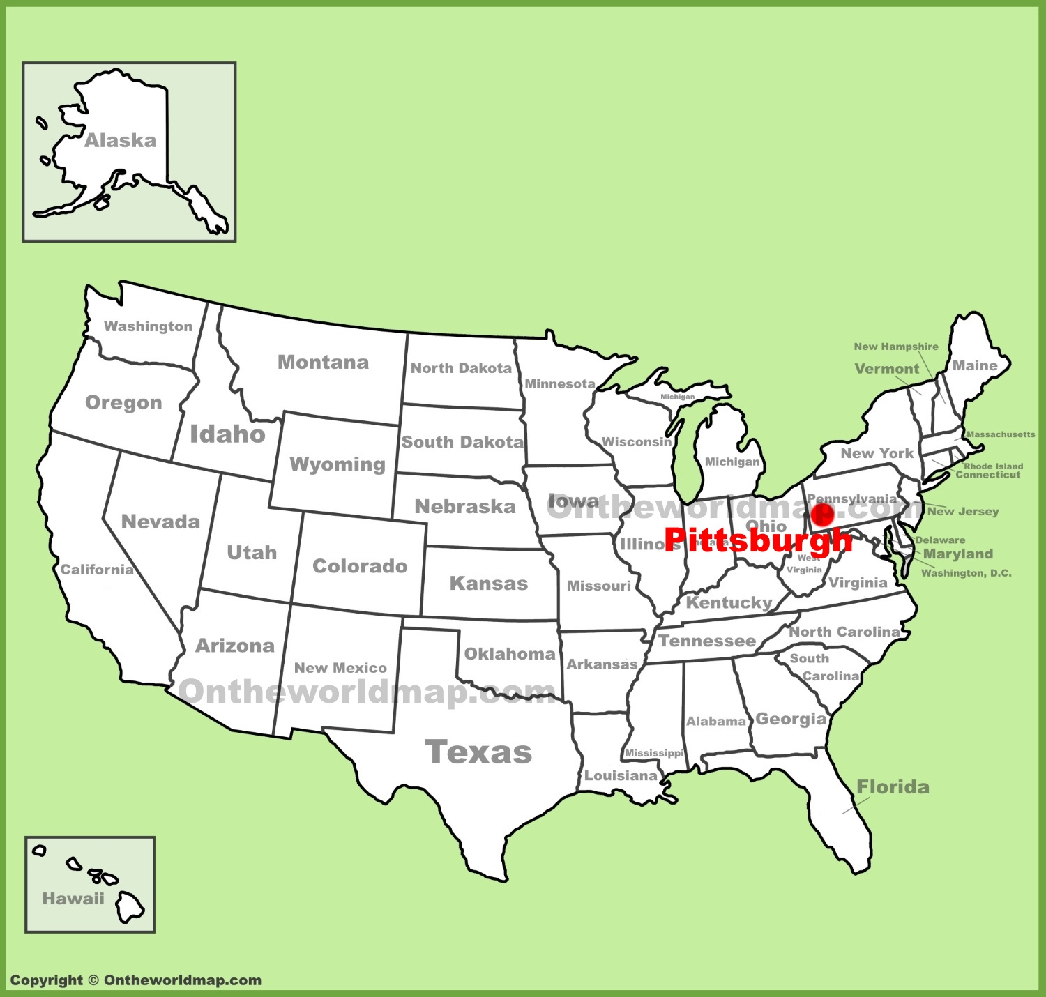 Pittsburgh Location On The U.s. Map - Ontheworldmap throughout Where Is Pittsburgh On The Map Of Usa