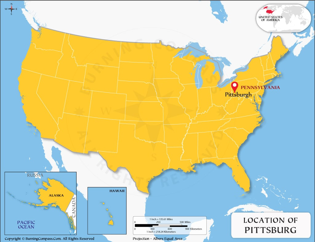 Pittsburgh On Us Map, Midwest States Map for Location of Pittsburgh In USA Map