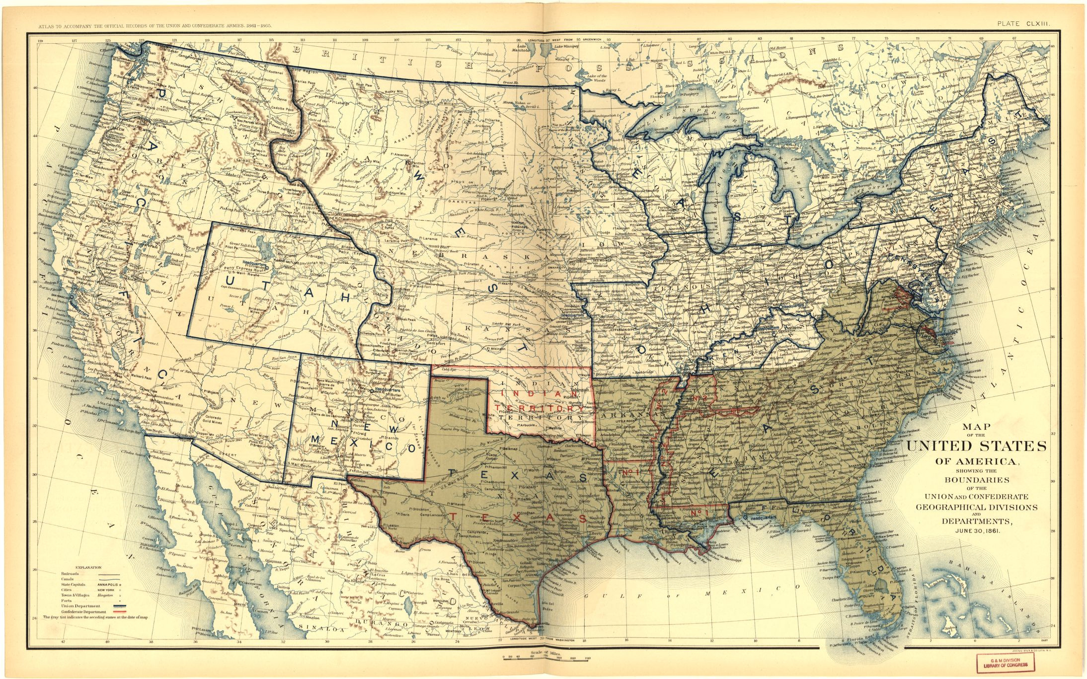 Places In American Civil War History: Maps Depicting Prologue To inside Map Of Usa Before The Civil War