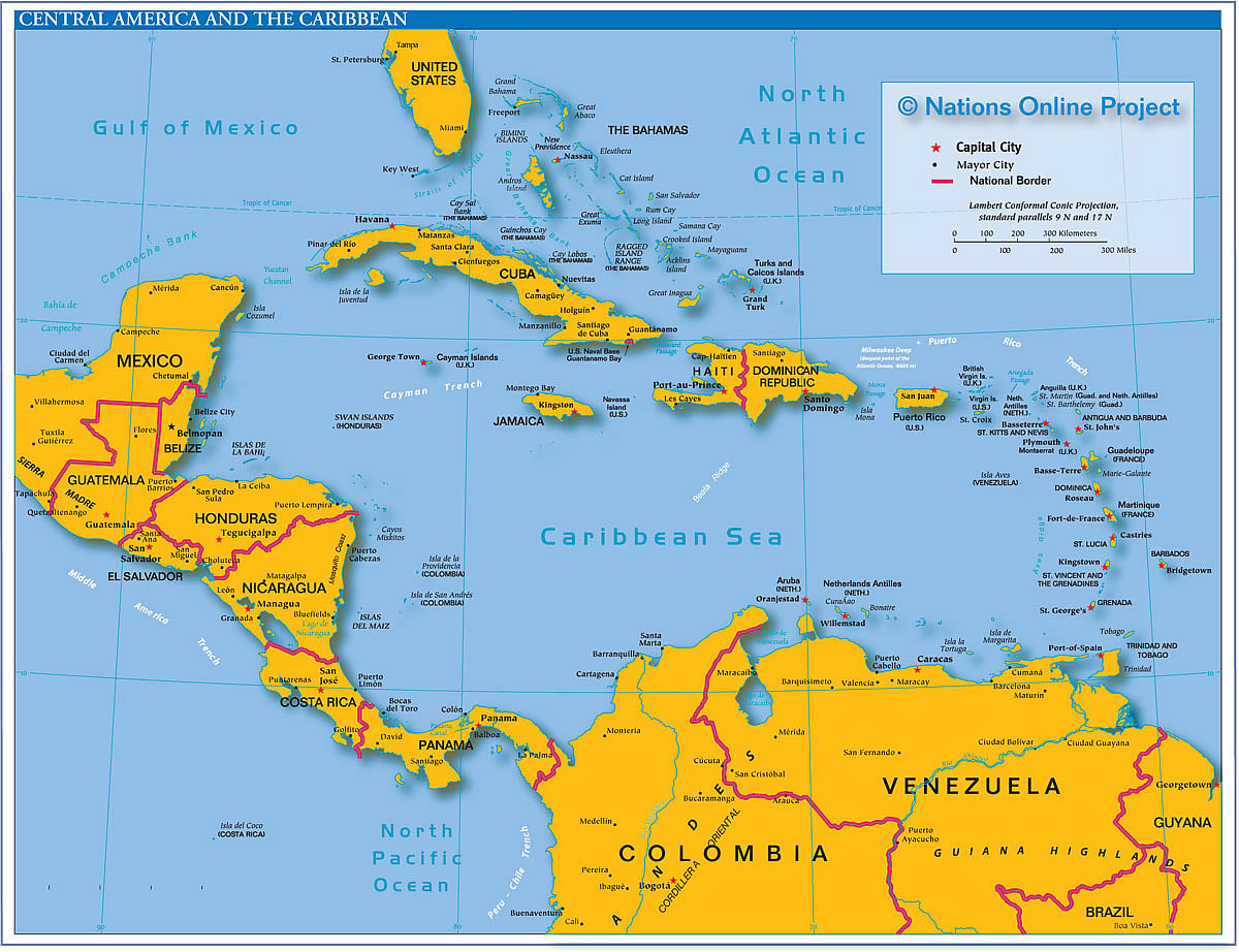 Political Map Of Central America And The Caribbean - Nations pertaining to Map of the USA and Caribbean Islands