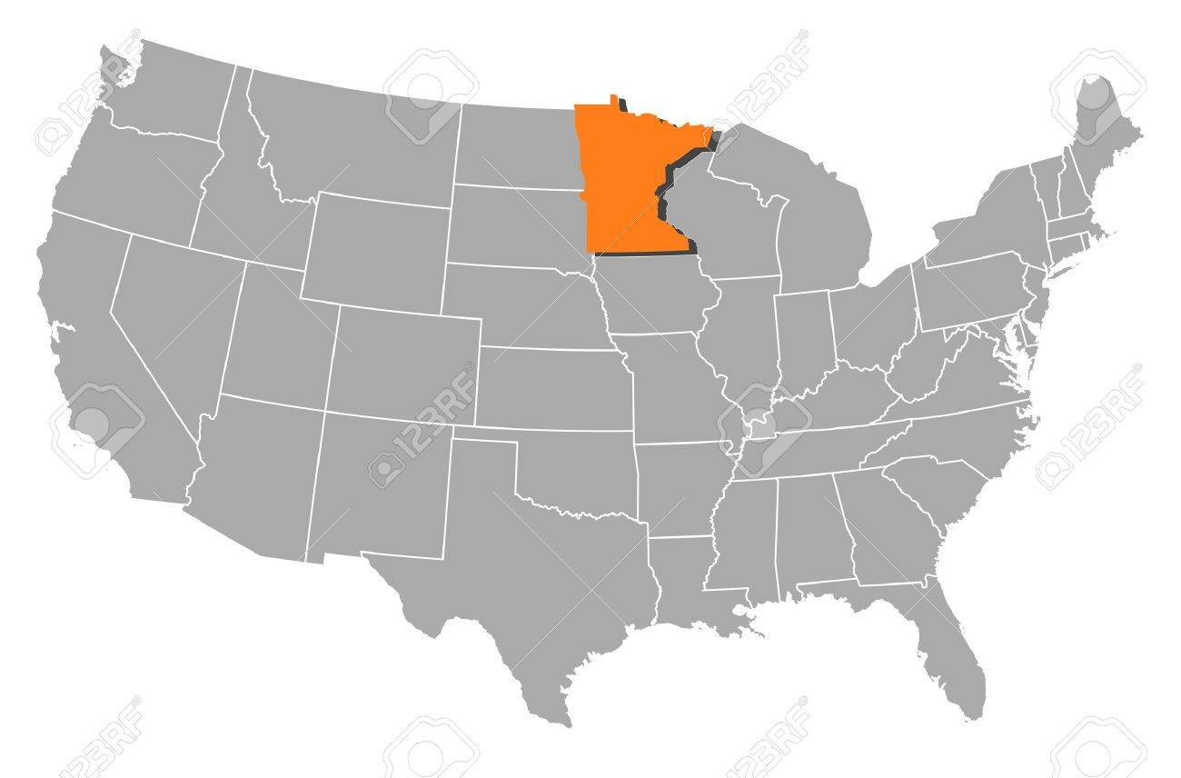 Political Map Of United States With The Several States Where in Map Of Usa With Minnesota Highlighted