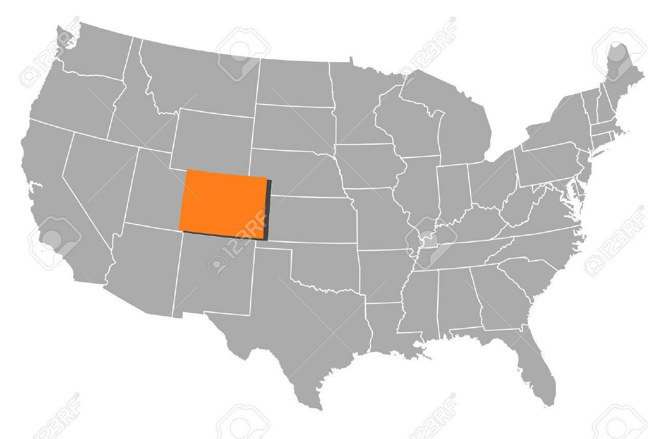 Political Map Of United States With The Several States Where pertaining to Map of USA with Colorado Highlighted