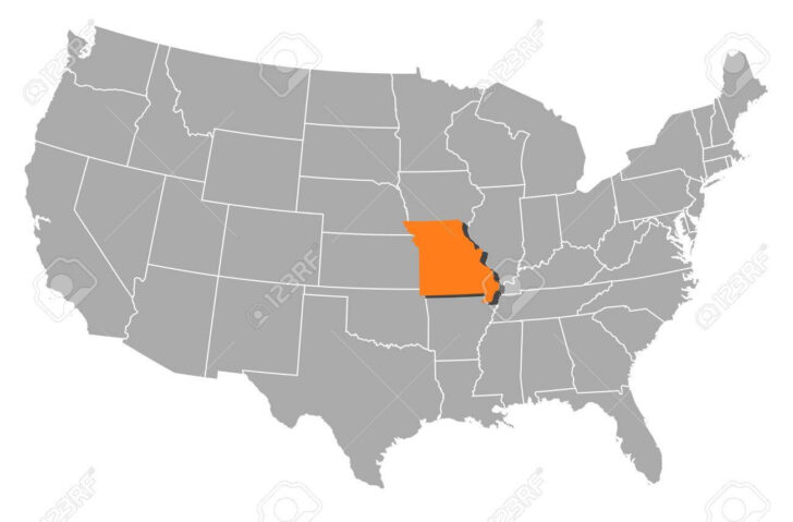 Map of USA with Missouri Highlighted