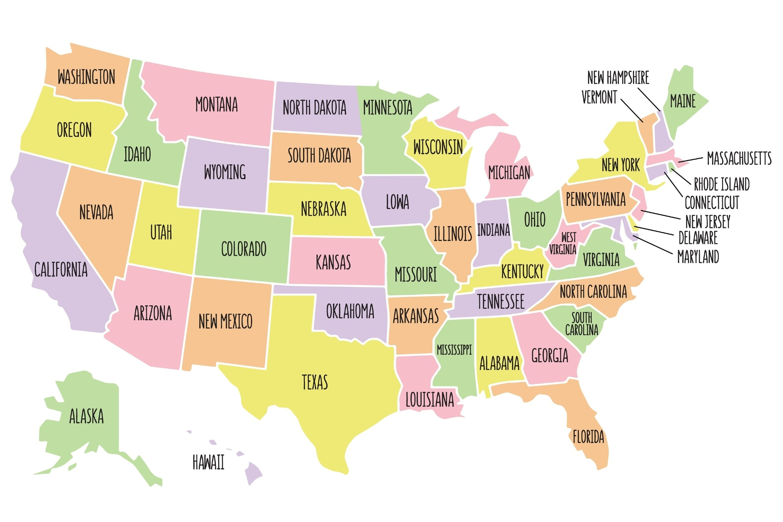Political Map Of Usa (Colored State Map) | Mappr regarding Can You Show Me A Map of the USA