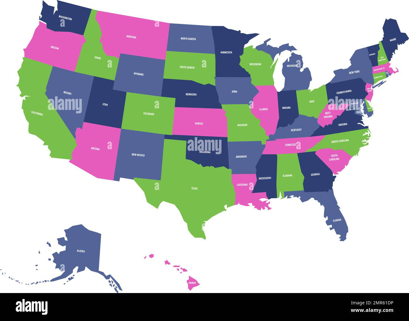 Political Map Of Usa, United States Of America, In Four Colors regarding Map of the USA with Labels