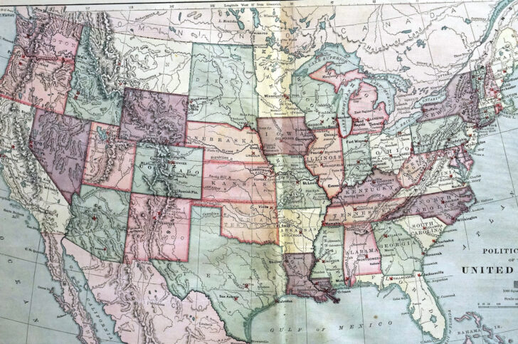 Map of the USA In 1883