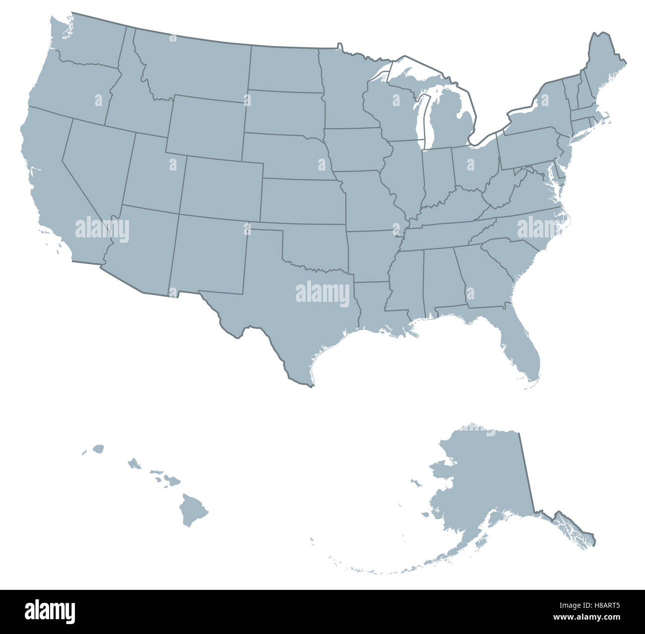 Politische Karte Der Usa Vereinigte Staaten Von Amerika. Die Us with Map Of Usa Including Alaska And Hawaii