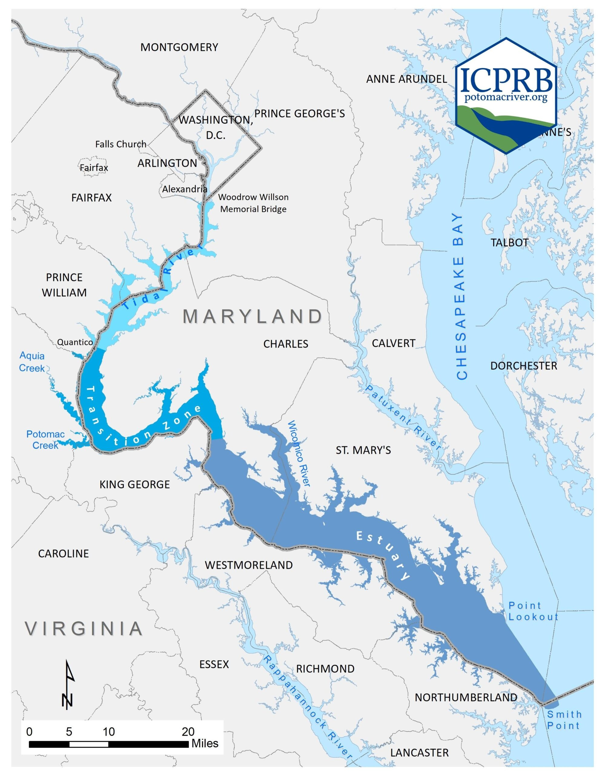 Potomac Estuary - Icprb with regard to Potomac River On Map of USA