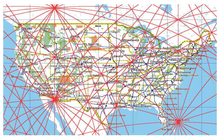 Map of All Ley Lines In the USA