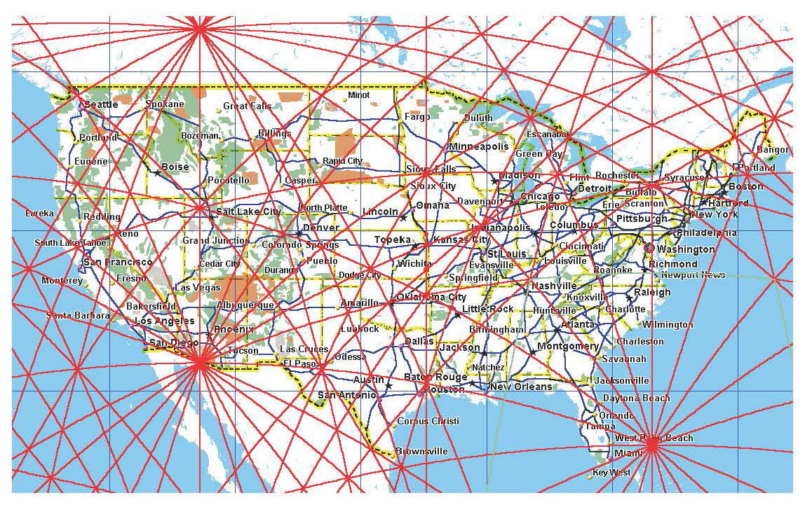 Powerplacesintroduction with Map of All Ley Lines In the USA