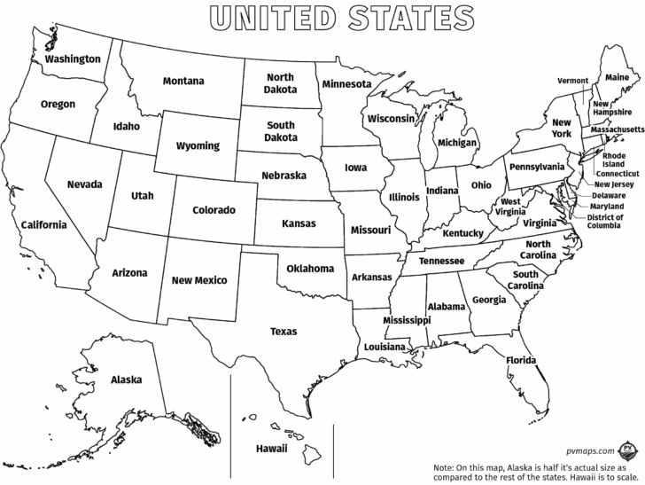 Map of USA with Names and Abbreviations