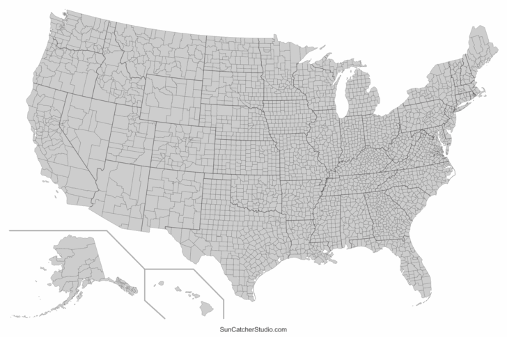 Map of USA Black and White Pdf