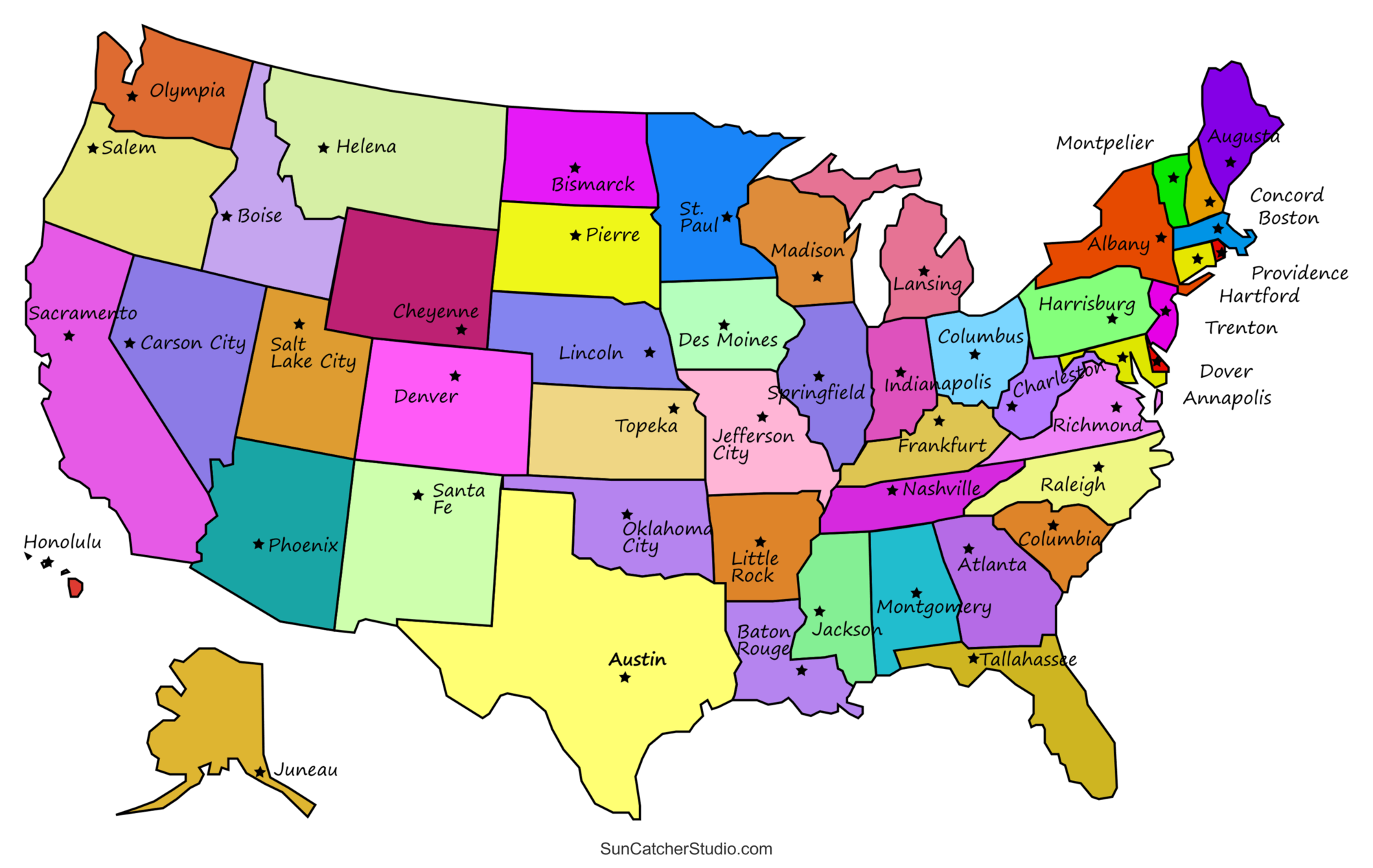 Printable Us Maps With States (Usa, United States, America) – Free regarding Map Of Usa With Capitals Only
