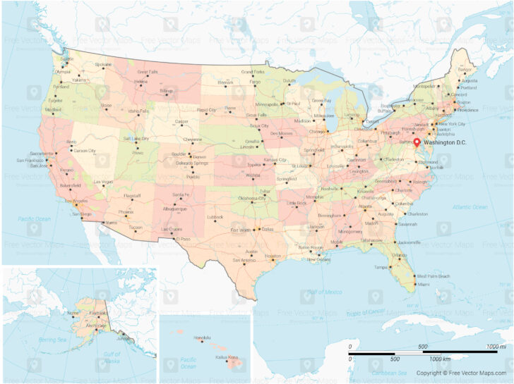 Free Map of USA with States