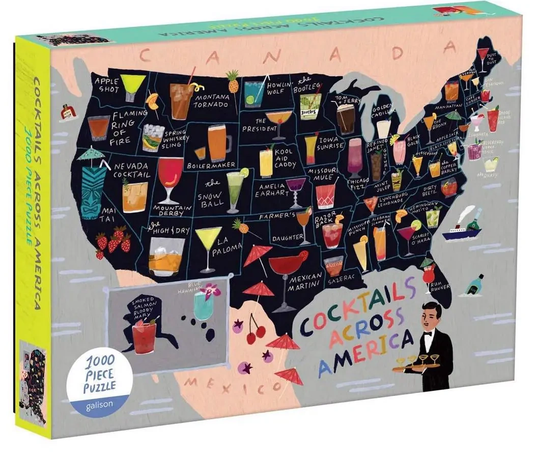 Puzzle Coctail Karte Der Usa, 1 000 Teile in Cocktail Map Of The Usa Puzzle