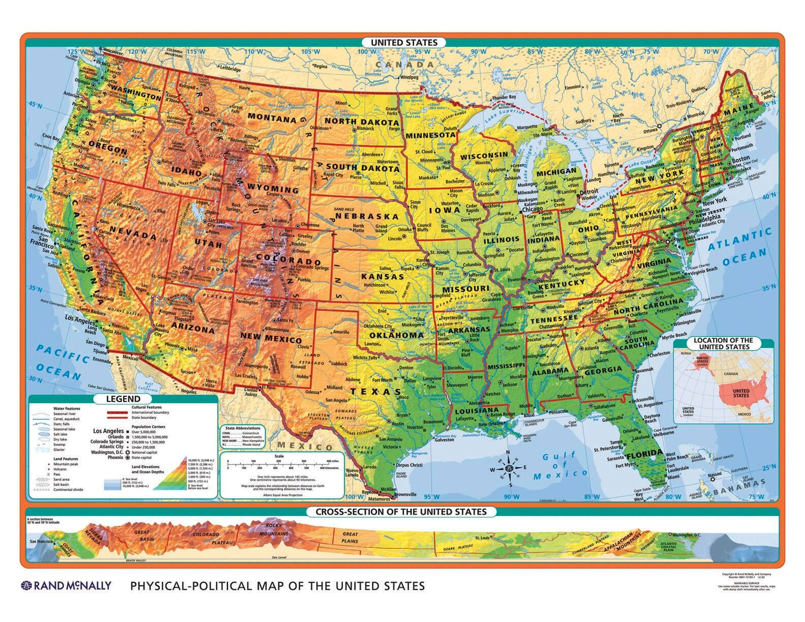 Rand Mcnally Physical-Political United States And World Desk Maps inside Physical and Political Map of USA