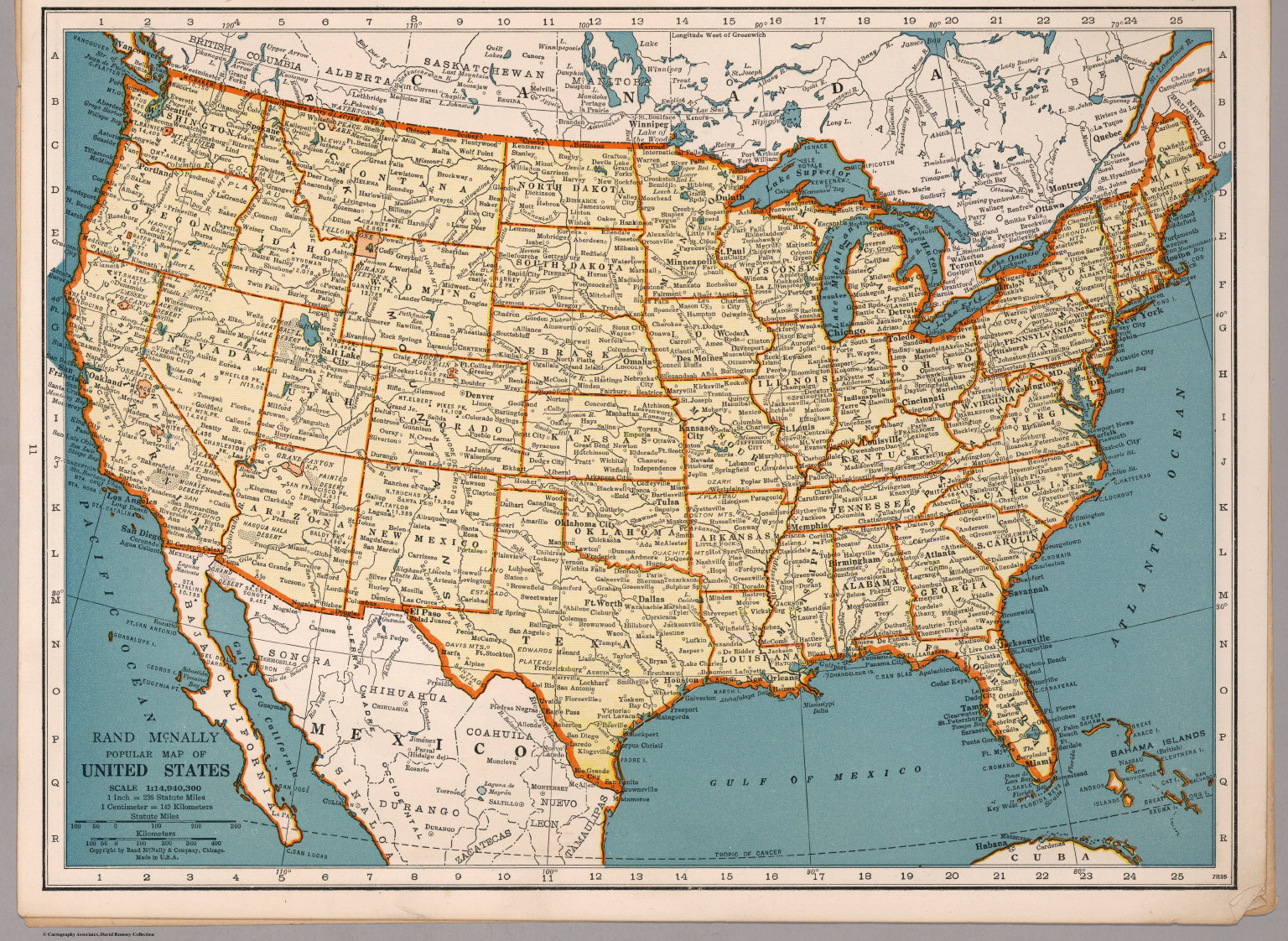 Rand Mcnally Popular Map Of The United States - David Rumsey for Map Of Usa With Mile Scale