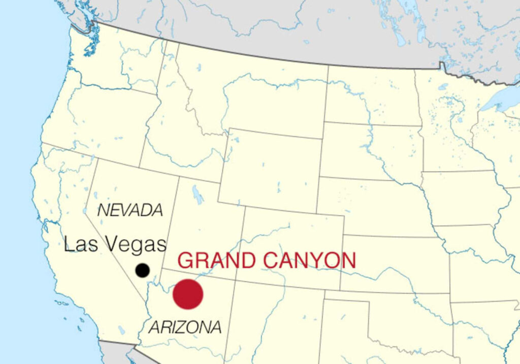 Grand Canyon On Map of USA