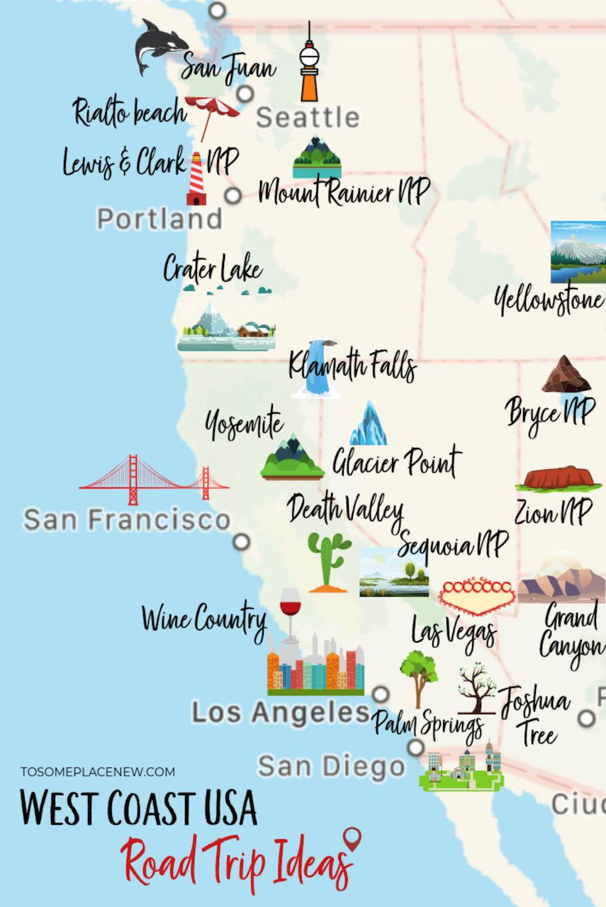 Reisen: Entdecke 8 Usa Ideen | Usa Reise, Usa Westküste Rundreise within Tourist Map of USA West Coast