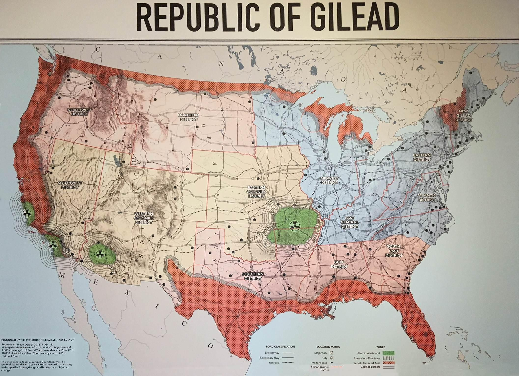 Republic Of Gilead — The Handmaid&amp;#039;S Tale : R/Imaginarymaps throughout Map Of Usa In Handmaid&amp;#039;S Tale