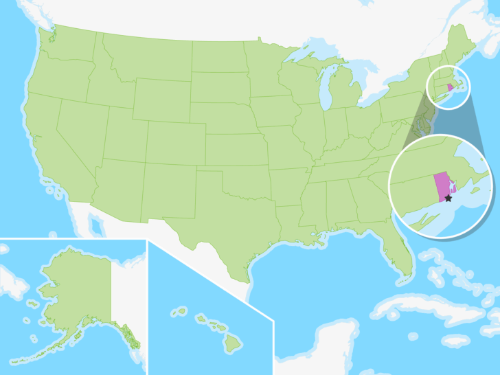 Map of USA Showing Rhode Island