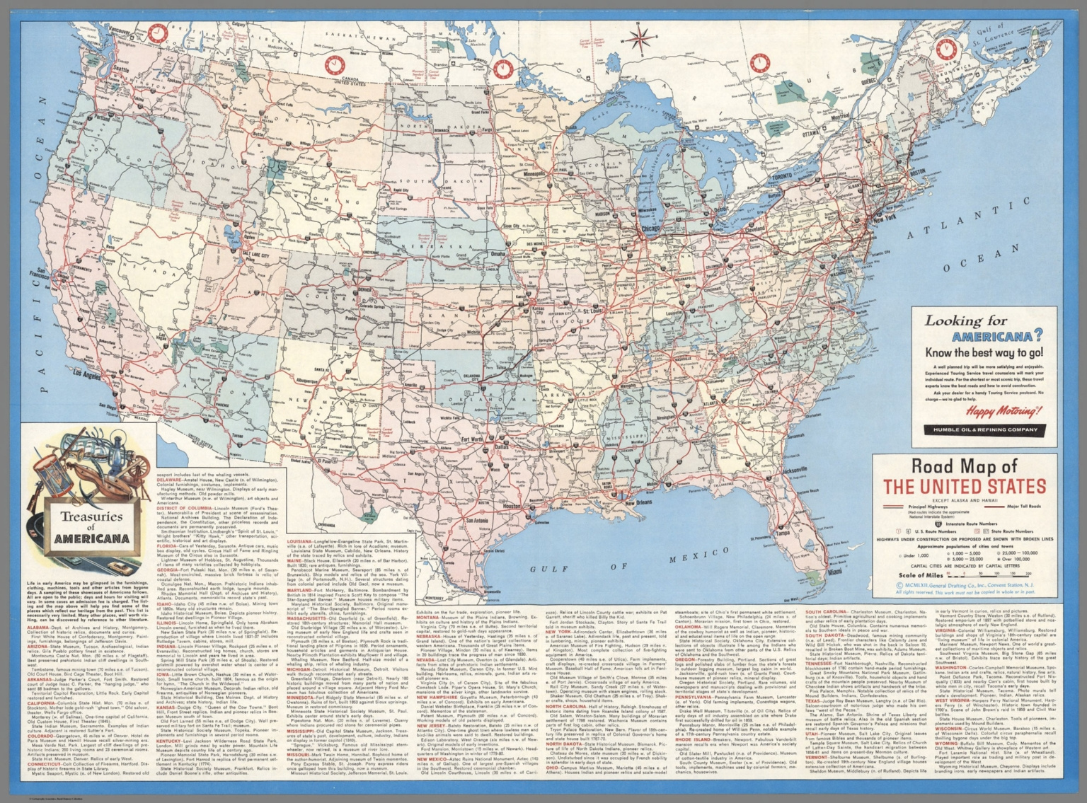 Road Map Of The United States. Except Alaska And Hawaii. Mcmlxii within Map of USA States Road Map