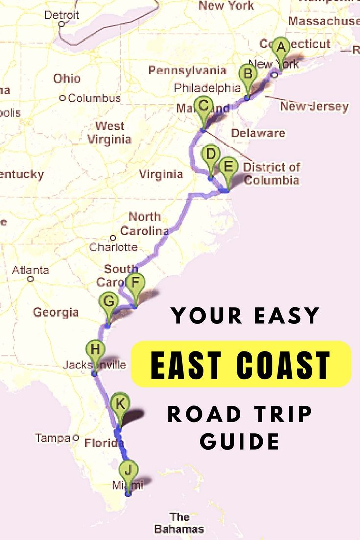 Road Trip Along The East Coast Of Usa intended for Travel Map of East Coast USA