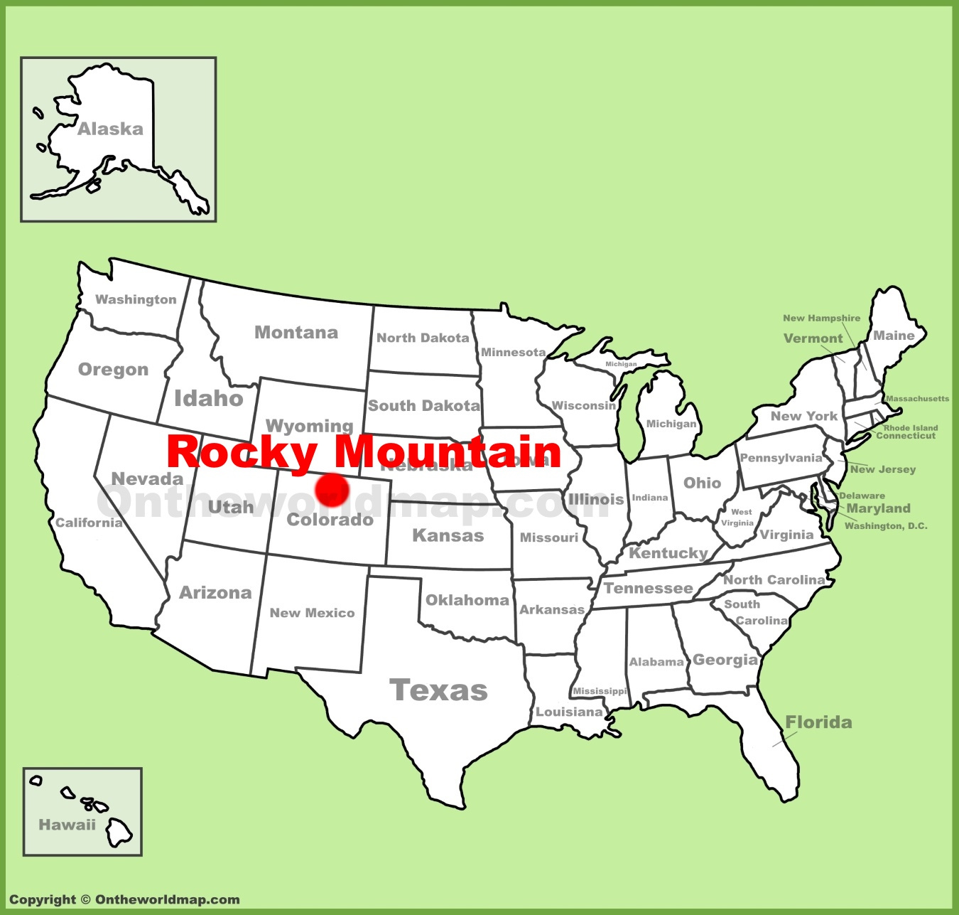 Rocky Mountain National Park Location On The U.s. Map in Rocky Mountains On Map of USA