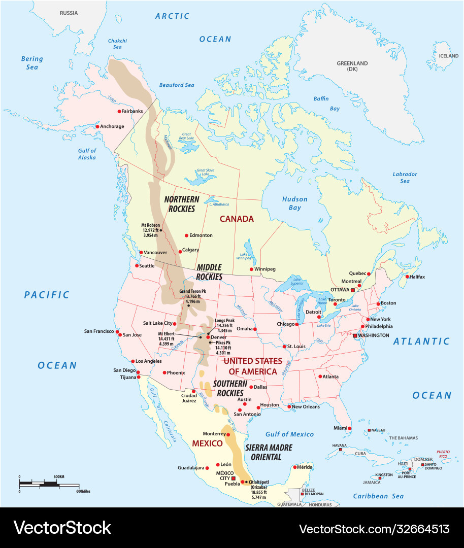 Rocky Mountains Karte Von Nordamerika Lizenzfreier Vektor pertaining to Map of USA Rocky Mountain States