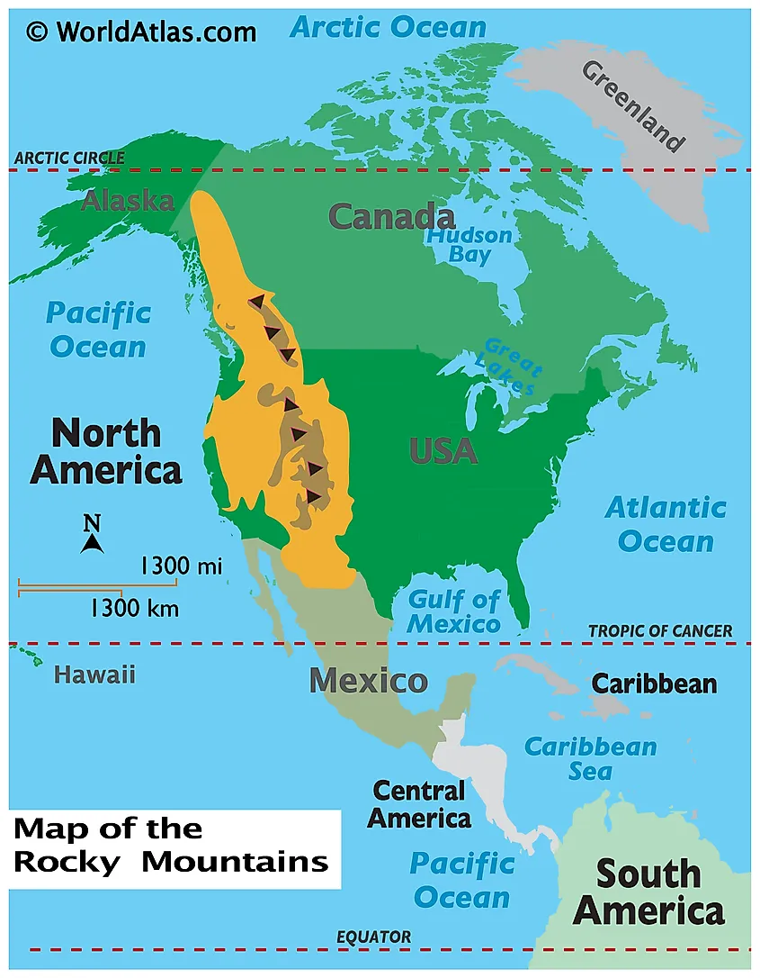 Rocky Mountains - Worldatlas inside Rocky Mountains On Map of USA