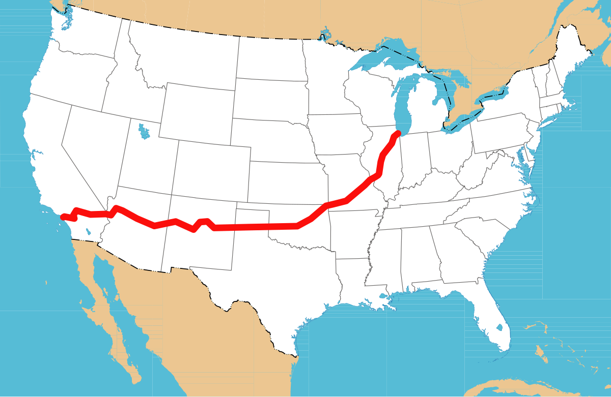 Route 66 – Wikipedia intended for Road Map Of Route 66 Usa