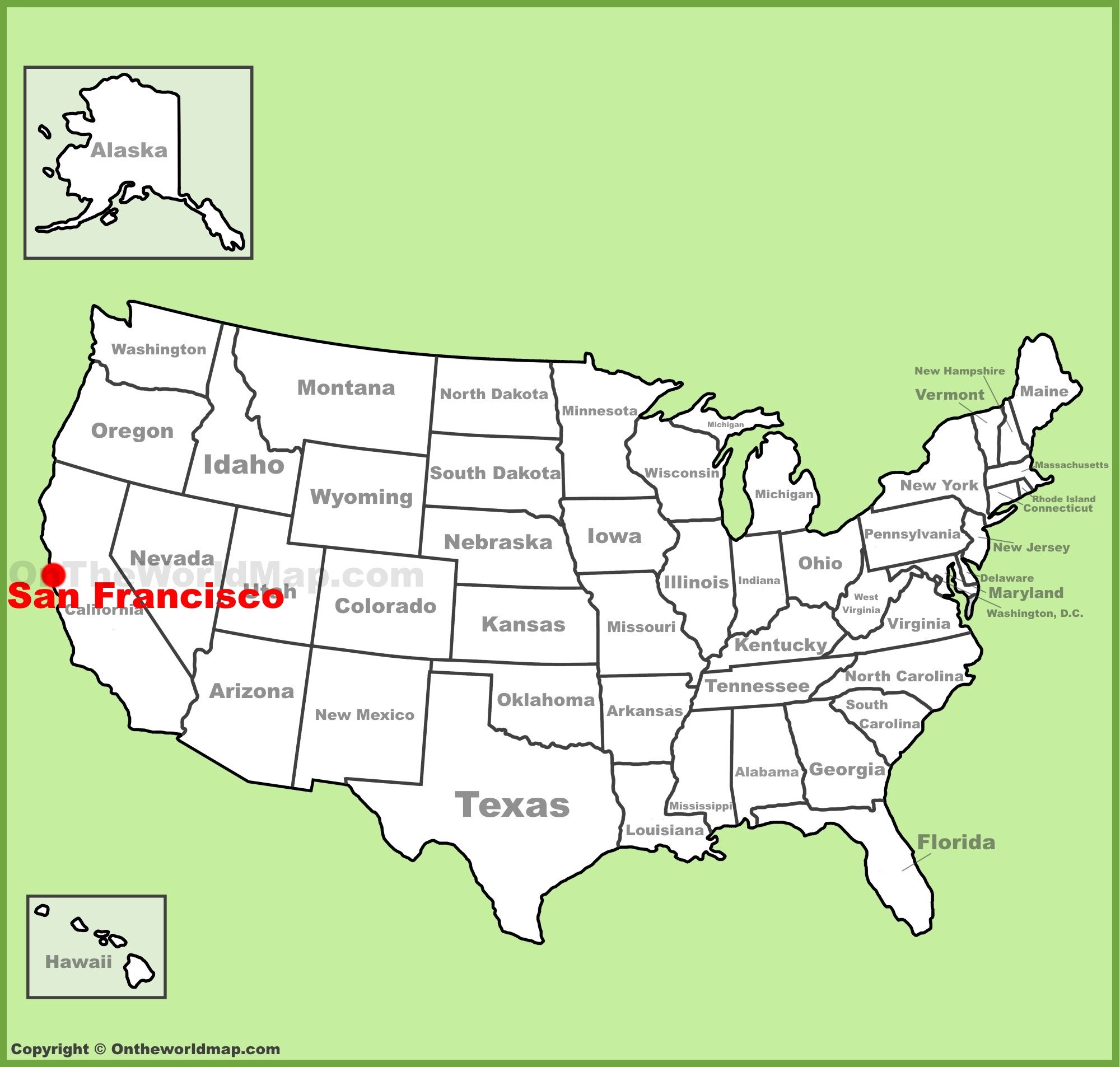 San Francisco Location On The U.s. Map - Ontheworldmap pertaining to Map of USA Showing San Francisco