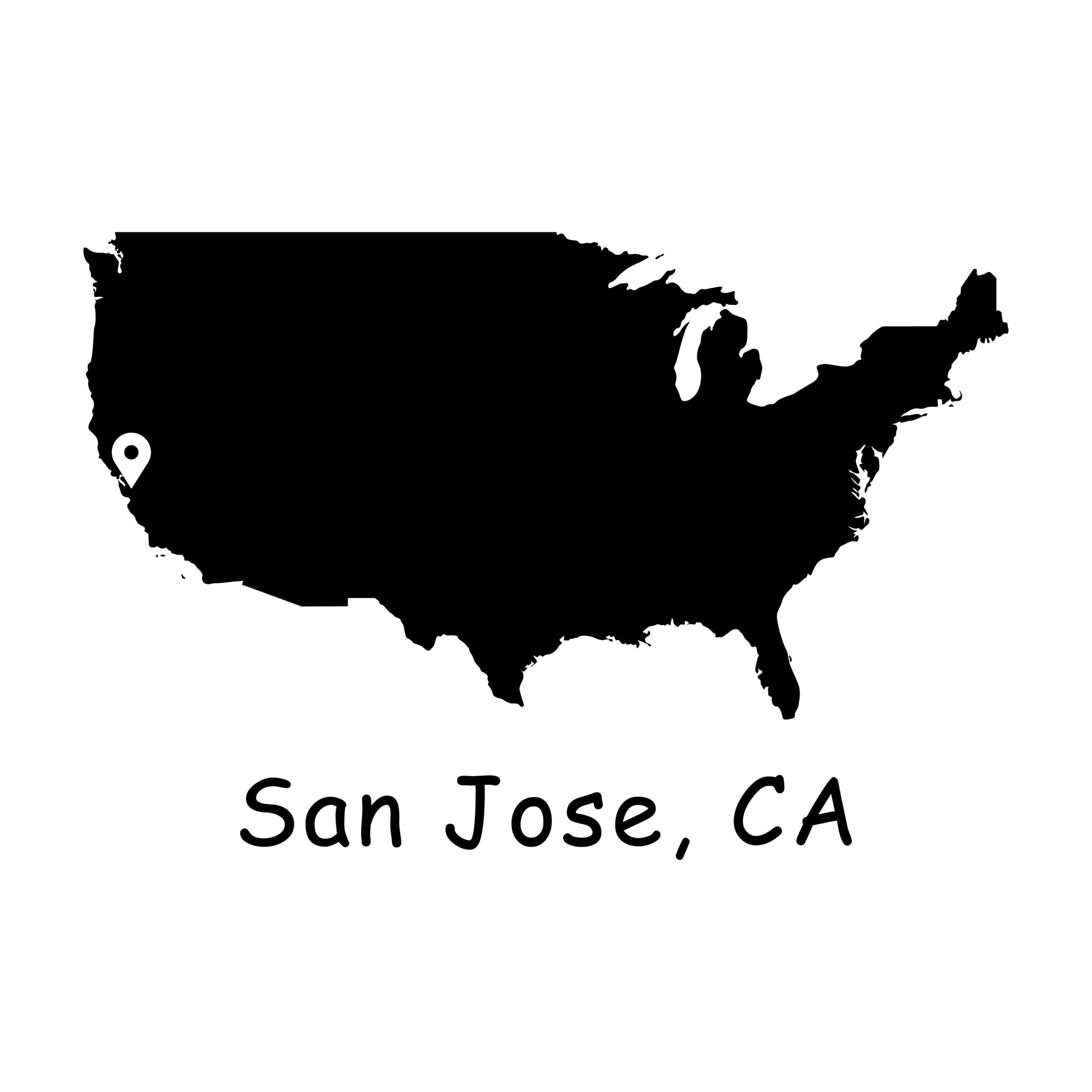 San Jose Ca Usa Karte, San Jose Ca Vereinigte Staaten Von Amerika in San Jose On Map of USA