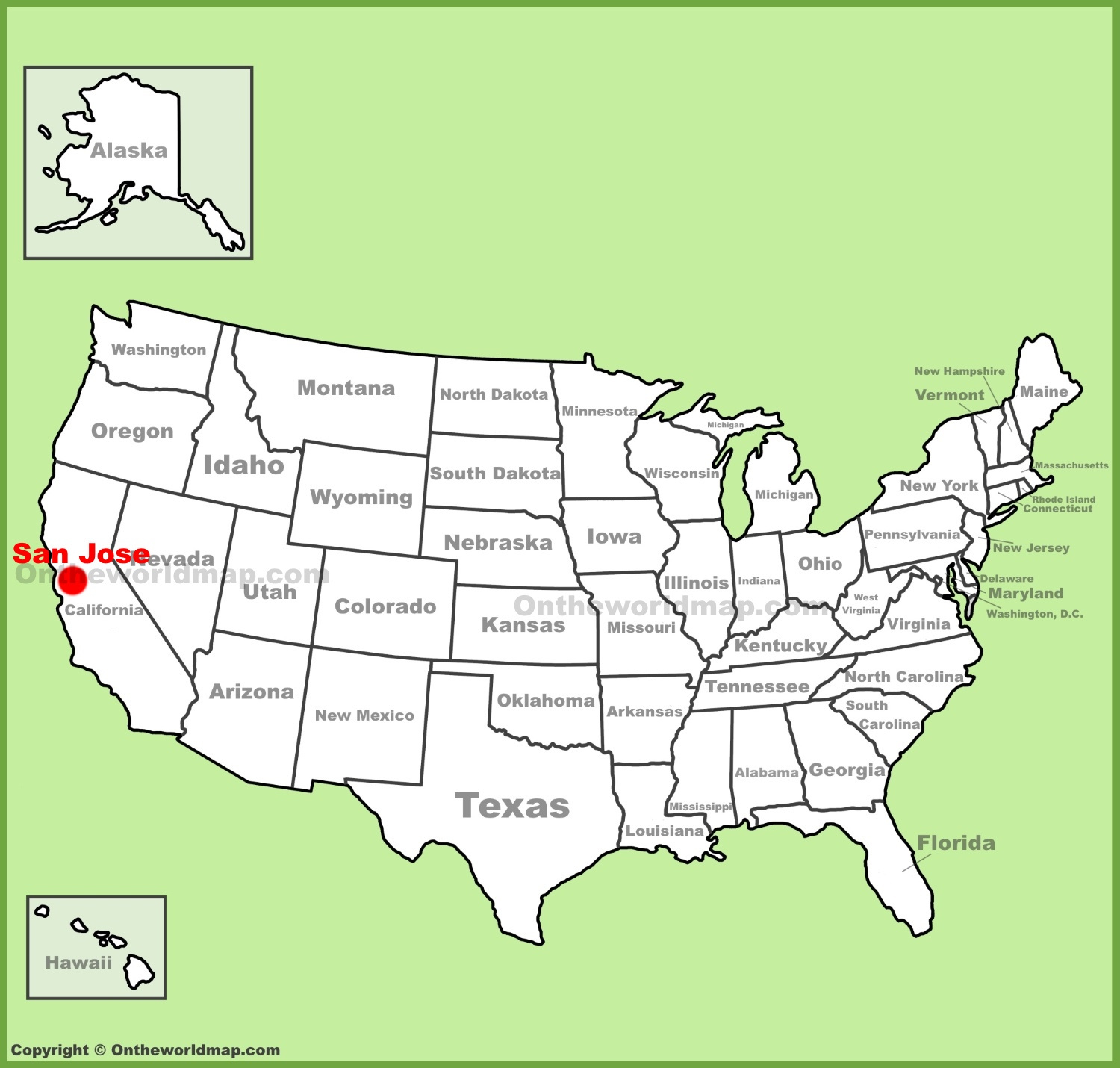 San Jose Location On The U.s. Map - Ontheworldmap in San Jose On Map of USA