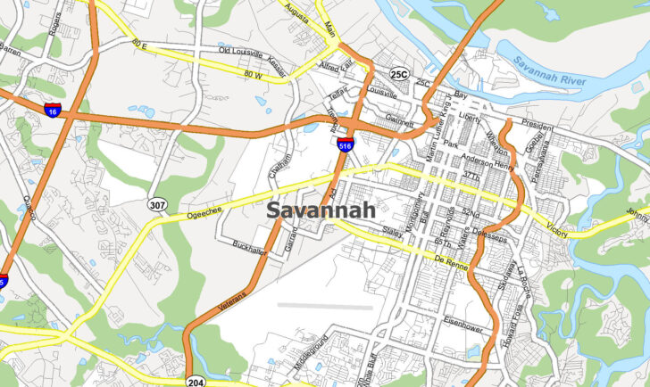 Savannah Georgia On Map of USA