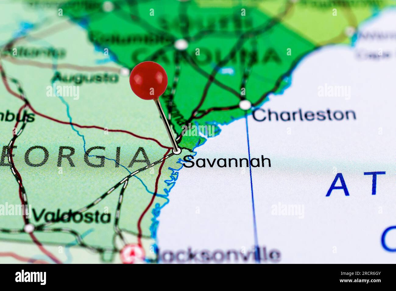 Savannah Map. Savannah Pin Map. Close Up Of Savannah Map With Red within Savannah Georgia On Map Of Usa
