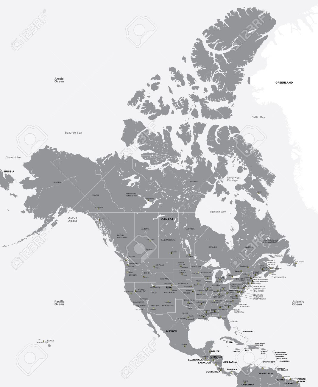 Schwarz-Weiß-Karte Von Den Usa Und Kanada Lizenzfrei Nutzbare Svg regarding Map Of Usa And Canada Black And White