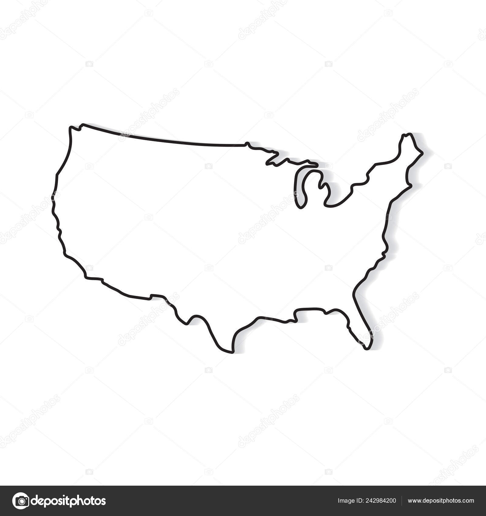 Schwarz Weiße Karte Vereinigter Staaten Vektorillustration Stock intended for Map Of Usa Black And White