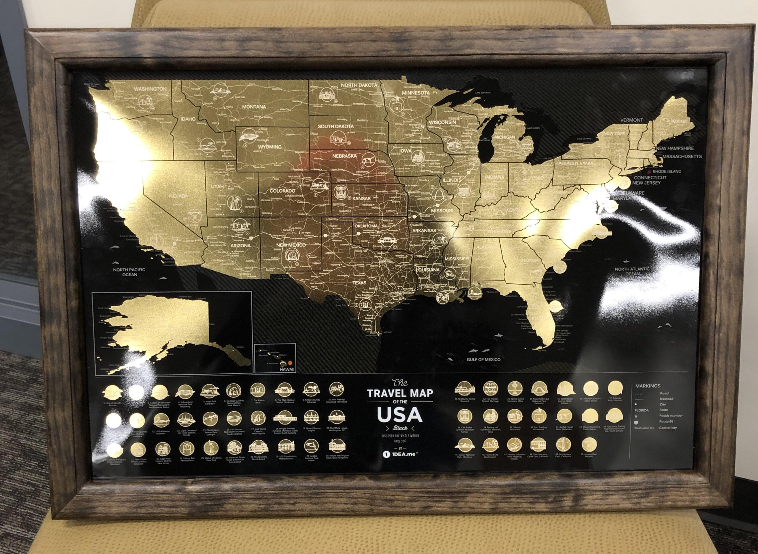 Scratch Off Usa Map Inside A Frame I Made For A Christmas Gift throughout Scratch And Sniff Map Of Usa