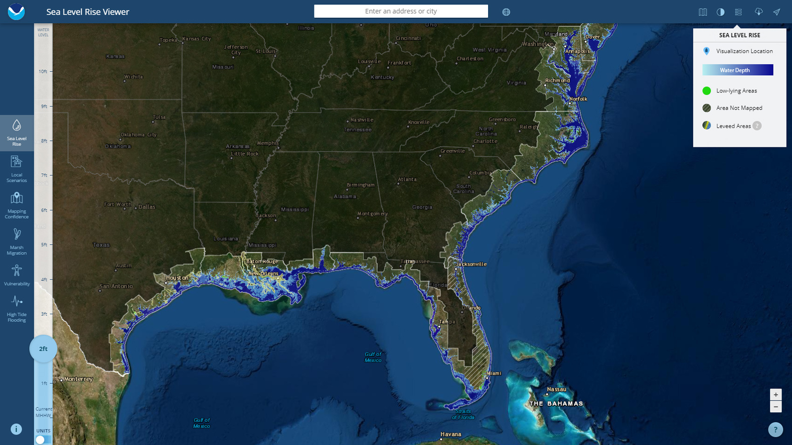 Sea Level Rise - Map Viewer | Noaa Climate.gov with Map Of Usa If Oceans Rise