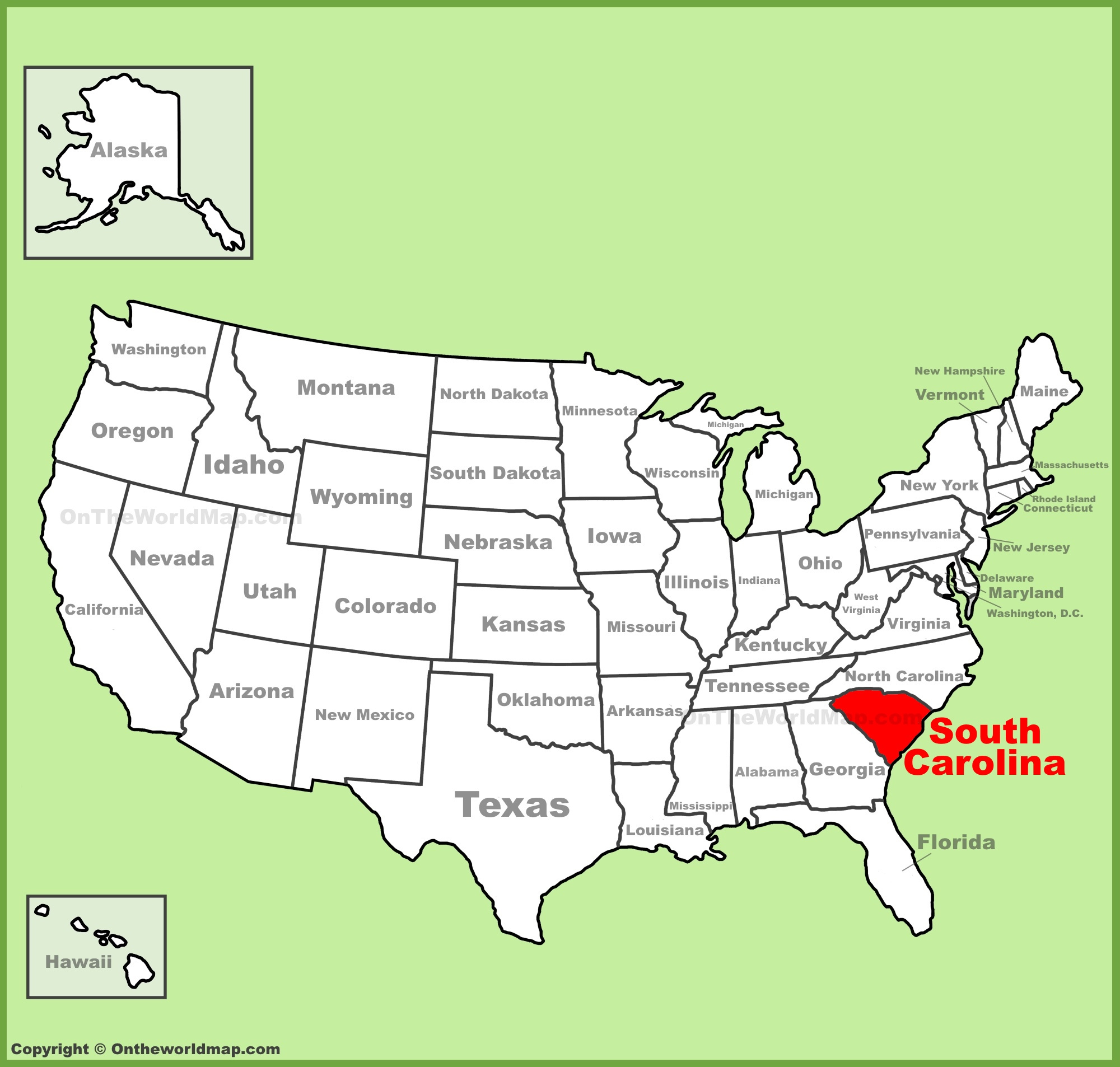 South Carolina Location On The U.s. Map - Ontheworldmap with regard to South Carolina On Map of USA