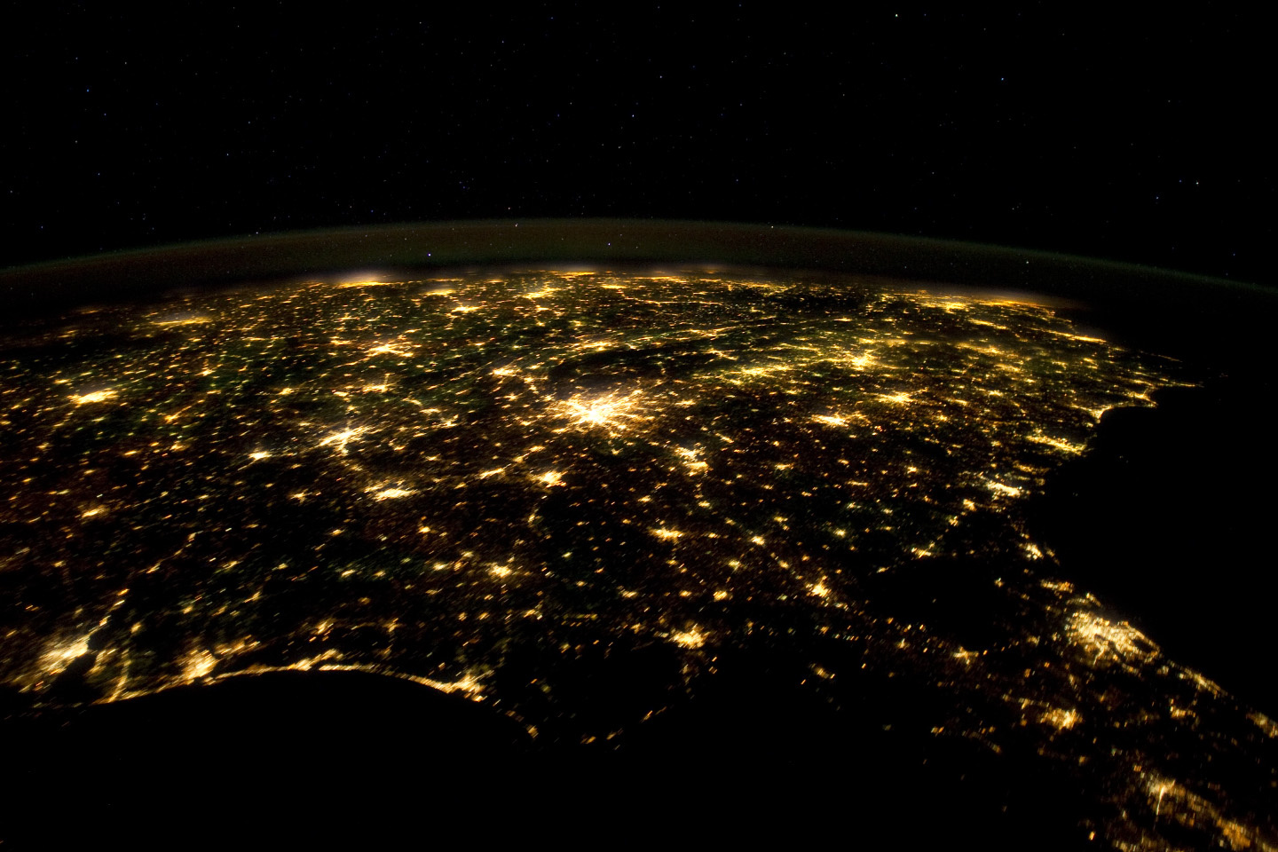 Southeastern Usa At Night regarding Map Of Usa At Night From Space