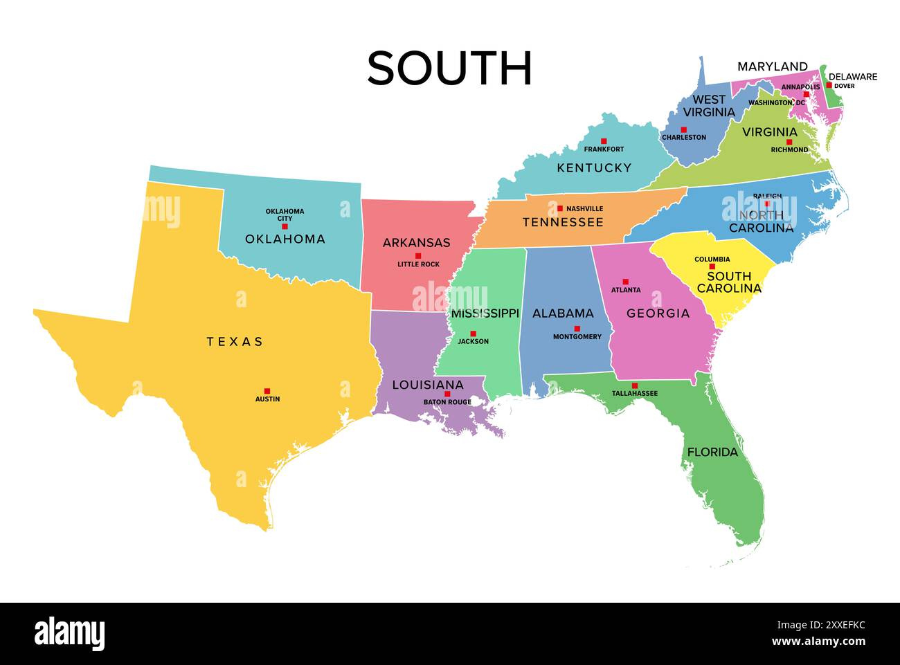 Southern States Map Usa Ausgeschnittene Stockfotos Und -Bilder - Alamy regarding Map Of Southern States In The Usa