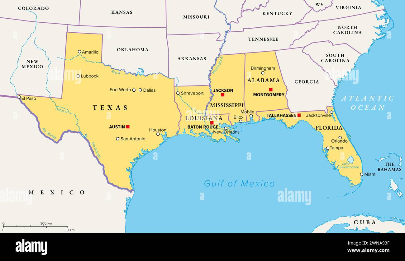 Southern States Map Usa Hi-Res Stock Photography And Images - Alamy inside Map of Southern Coast of USA