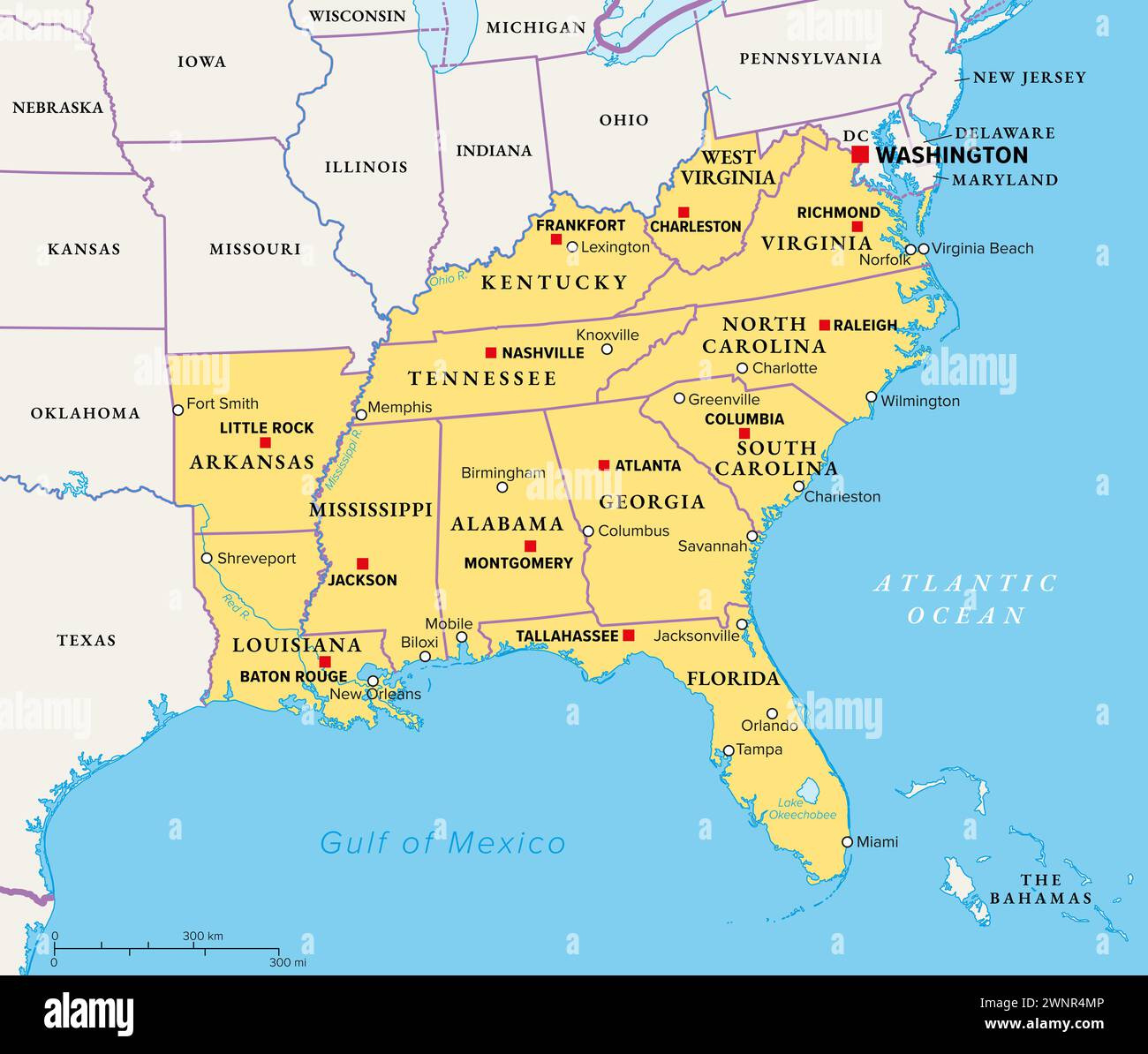 Southern States Map Usa Hi-Res Stock Photography And Images - Alamy within Map Of The South East Usa