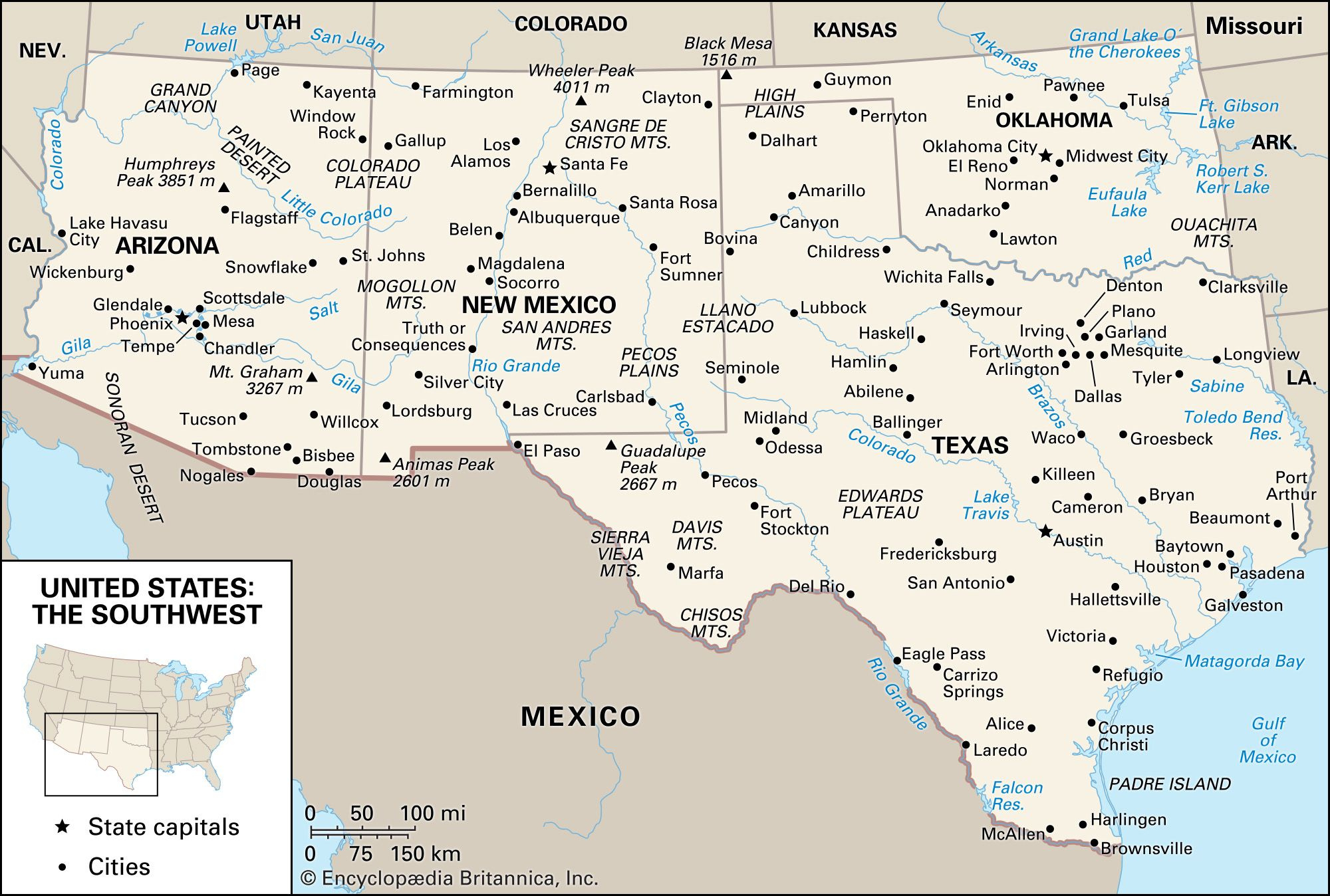 Southwest | History, Population, Demographics, &amp;amp; Map | Britannica pertaining to Map Of Southwest Usa With Cities